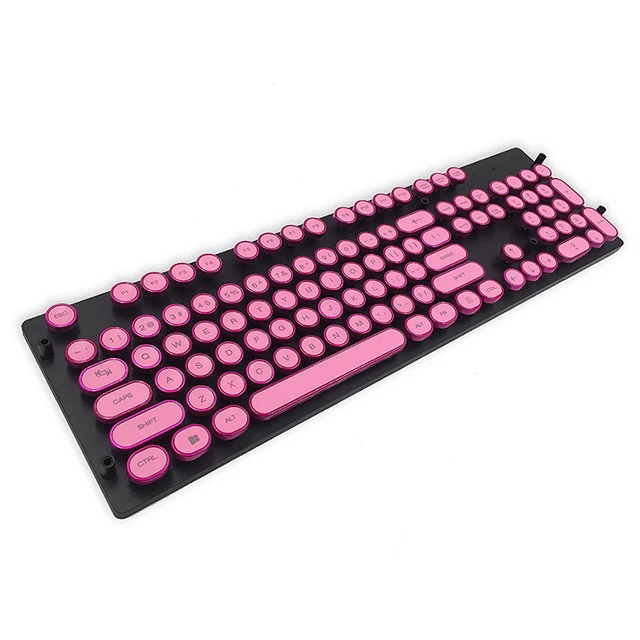 DIY ключ крышка Ретро СТИМ панк машинка механическая клавиатура 104 87 стандартные ключи для геймеров клавиатура ключ крышка - Цвет: 104keys pink