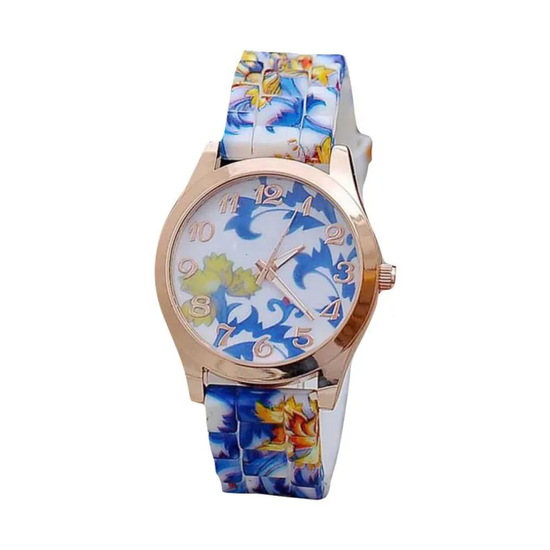 Дизайн женские часы для девочек силиконовый с цветочным рисунком повседневные кварцевые наручные часы relogio подарок bayan kol saati Прямая поставка P20