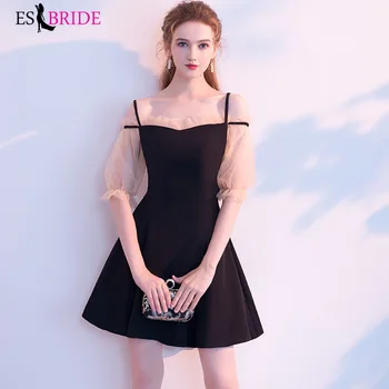 

Simple Black Vestidos De Fiesta De Noche Condole Belt Sexy Evening Dresses Elegant Short Evening Dress Robe De Soiree ES1976