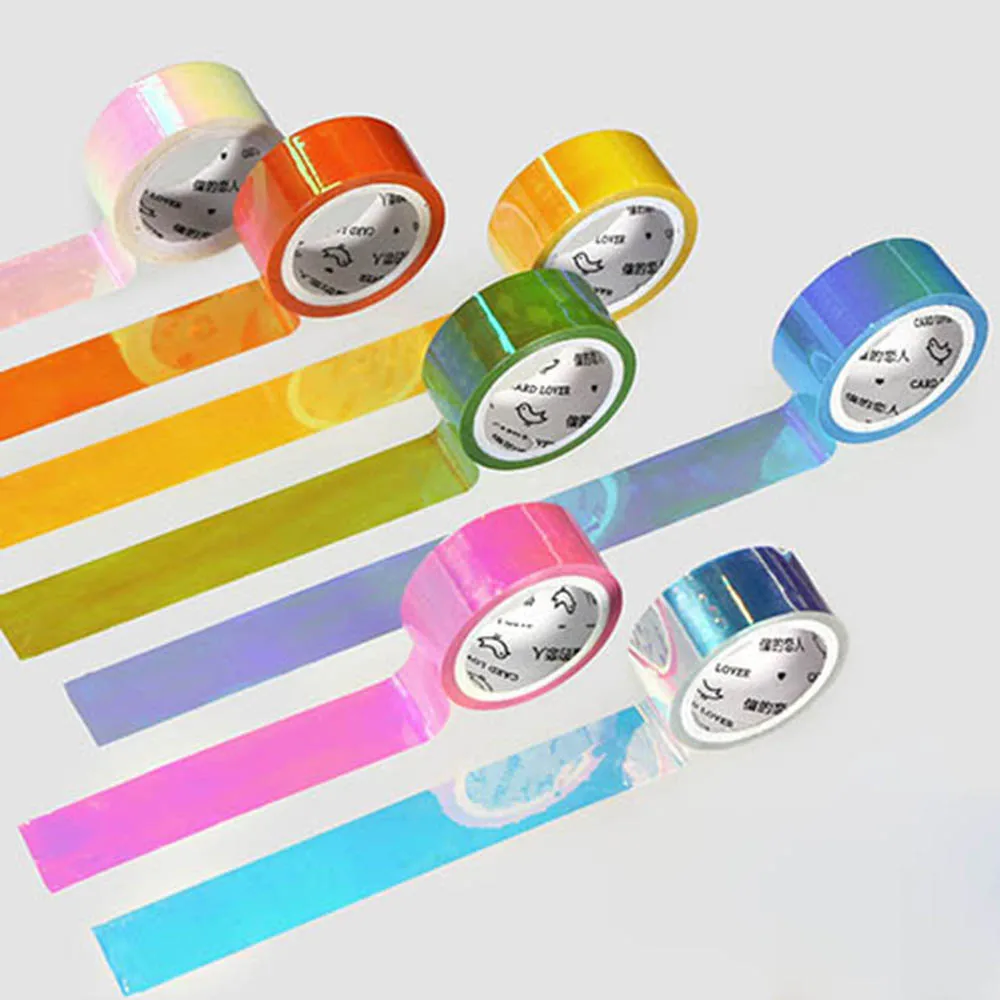 

Shining Colorful Glittering Decorative Adhesive Tape Japanese Diy Scrapbooking Photo Album Sticker Label Rainbow Laser Color