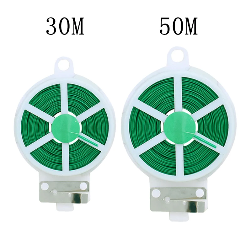 30 м/50 м спиральный галстук с растениями с резцом прочная проволока с зеленым покрытием для садоводства Дома Офиса многоразовый провод кабель с нарезкой качество