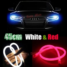 2x 45cm White & Red Switchback Tube Style Flexible DRL LED Strip with Turn Signal for Car Motorcycle Headlight Angel Eyes E029
