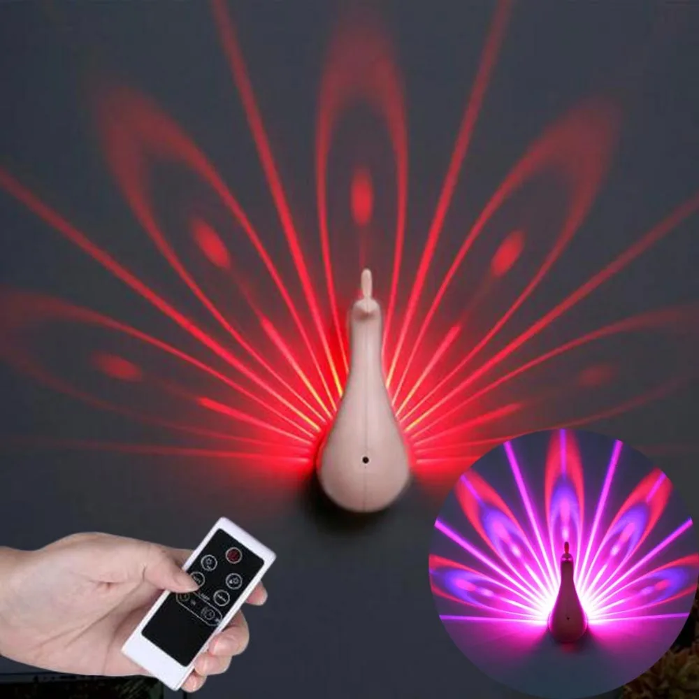 

New LED Peacock Wall Lamp with Smart Touch&Remote Control Night Light Projector 7 Color Changing Home Decorative 3D Wall Lamp