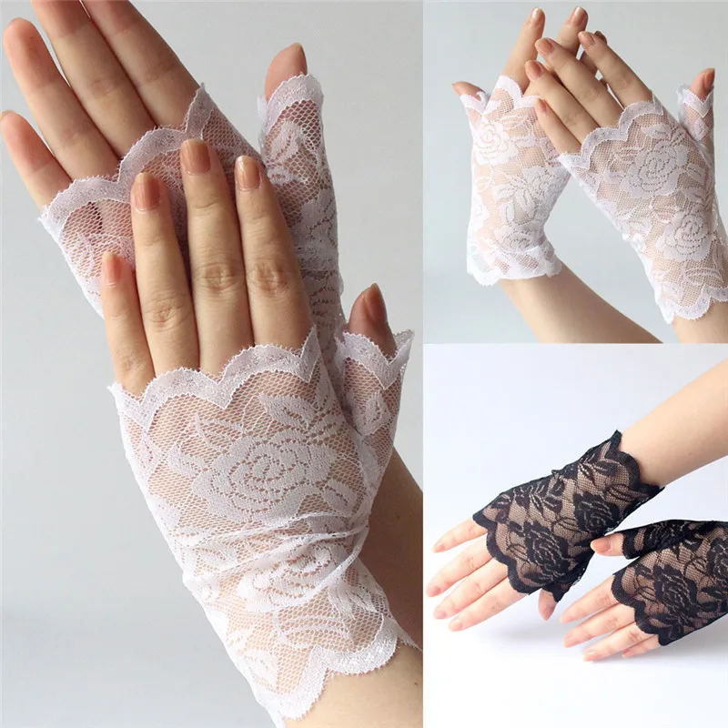 

Women Short Fingerless Lace Gloves Vintage Adult Girls Ladies Glove Hand Gloves guantes eldiven handschoenen 40FE18