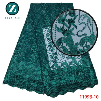

Teal African Lace Fabric Latest Embroidery African Lace Fabric 2017 High Quality Lace Beaded Cord Lace For Wedding PGC1199b-1