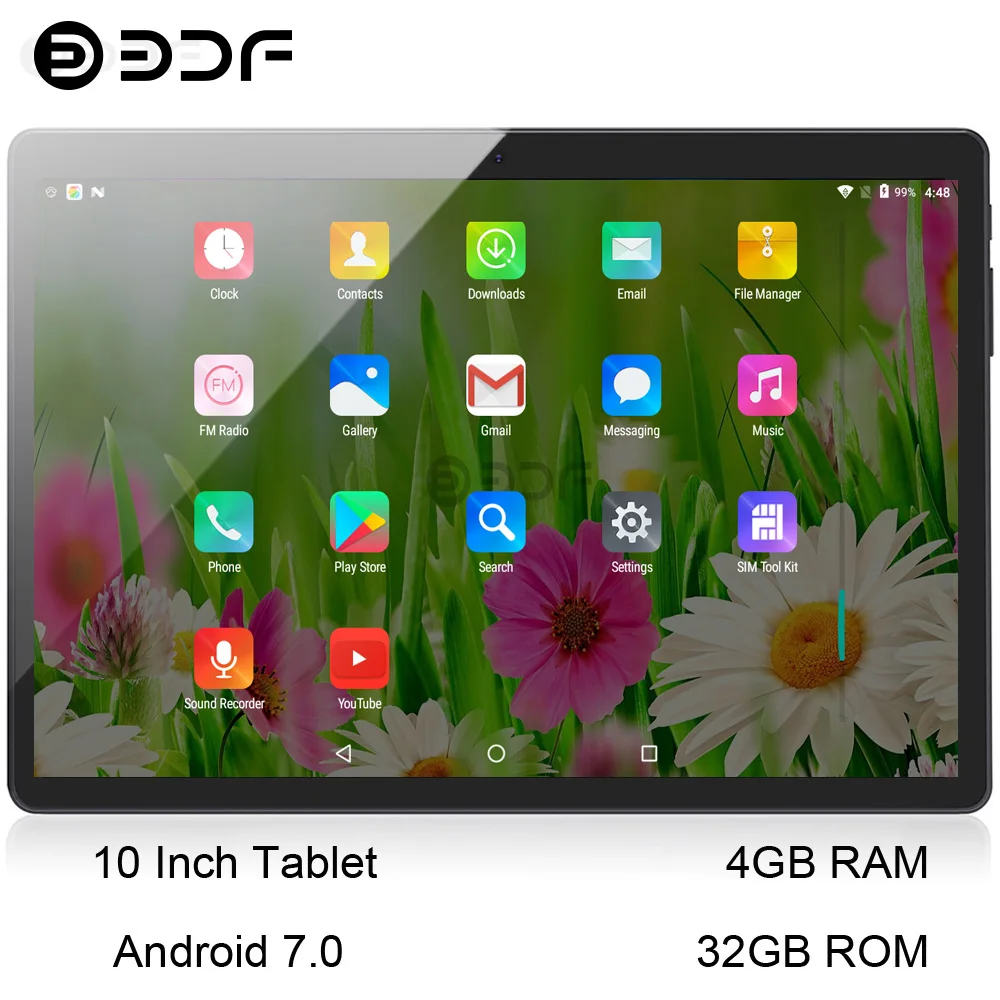 BDF 10 дюймов Android 7,0 четырехъядерный Bluetooth wifi SIM 3g сеть Phablet 4 Гб ram 32 ГБ rom планшет