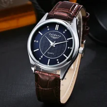 Luxury Casual Man Super Soft Leather Band Waterproof Quartz Wristwatch Top Brand Crystal Dial Man Business