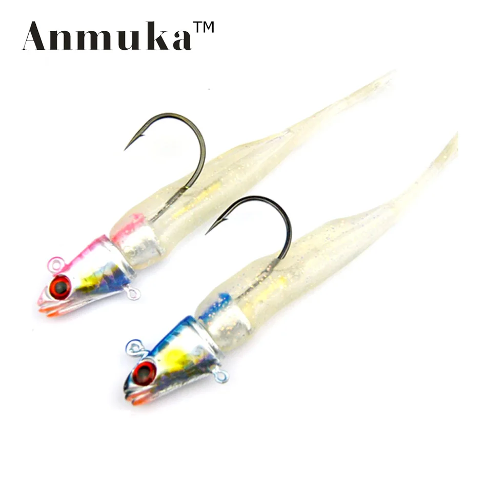 Anmuka Fishing Lure Jewfish Soft Bait Luminous Fish Hook 60g Lead Head
