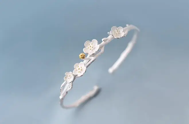 Jisensp Hot Sale Bangles Cuff Flower Bangles & Bracelets Women Accessories Srebrna bransoletka indian bangles mujer moda - Image 5