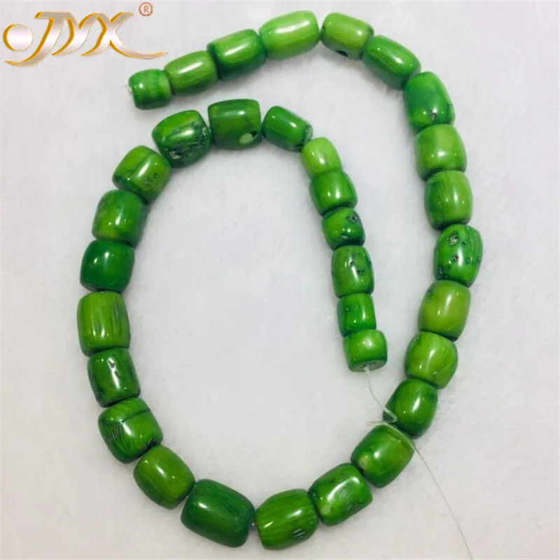 

JYX 1 String nature 8-12mm oval green coral loose string strand DIY necklace bracelet For DIY bracelet Necklace 16