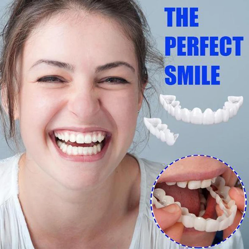 

Snap On Tooth Perfect Smile False Teeth of Veneers Upper Comfort Fit Flex Teeth Fits Most Comfortable Cosmetic Fake Tooth Cover