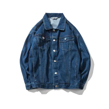 

2018 Blue Casual Teens Denim Jacket Blue Jacket Men DenimLoose Jacket