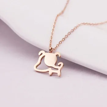 

YUN RUO Lovely Dog Choker Necklace 2020 New Arrival Titanium Steel Rose Gold Color Woman Fine Jewelry Never Fade Free Shipping