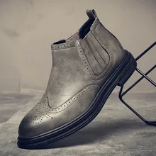 Демисезонный модные Повседневное для Для мужчин ботильоны от Челси Мужская обувь из коровьей замши слипоны мотоциклетные Мужская обувь M468