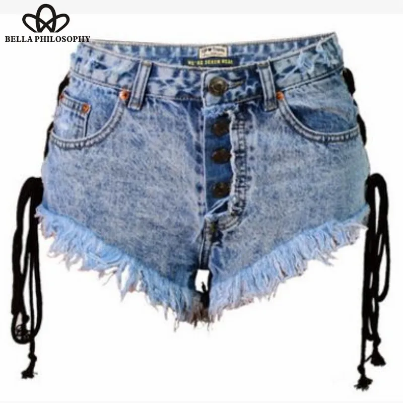 2019  NEW Female Bandage Denim Shorts High Waist Sexy Shorts Summer Micro Jean Denim Drawstring Short Mujer Bottoms Wonder Store