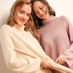 35% кашемир с высокой горловиной высокая эластичность кашемировый свитер вязаный простой элегантный 2018 новые женские осень сплошной Цвет