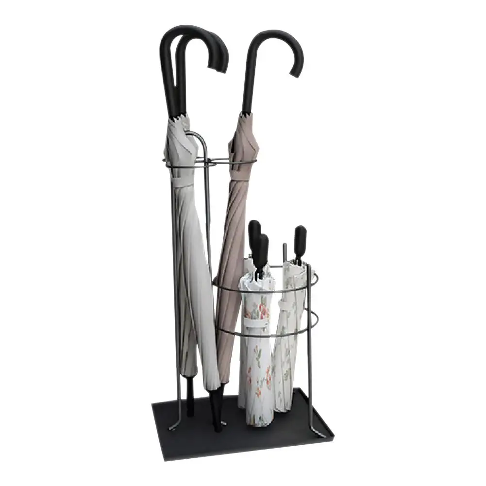 

Black Metal Umbrella Stand Holder Storage Rack with Removable Base Drip Tray for Supermarket Hotel Umbrella Organizer 20E