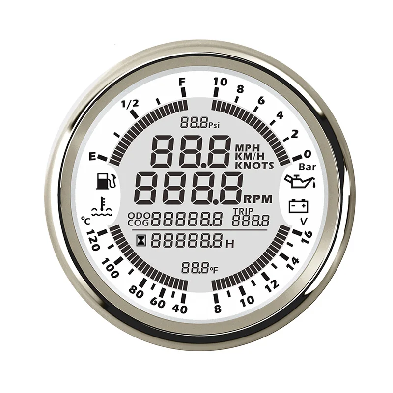 

Gauge GPS Speedometer 6 in 1 Multi-functional Oil Pressure Water Temperature Voltmeter Meter Fuel Level fit Motorcycle Car Boat