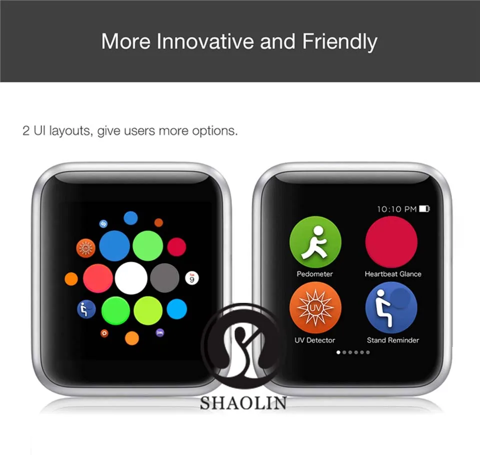 SHAOLIN Bluetooth Smart Watch Heart Rate Monitor Smartwatch Wearable Devices for apple watch iPhone IOS and Android Smartphones-1