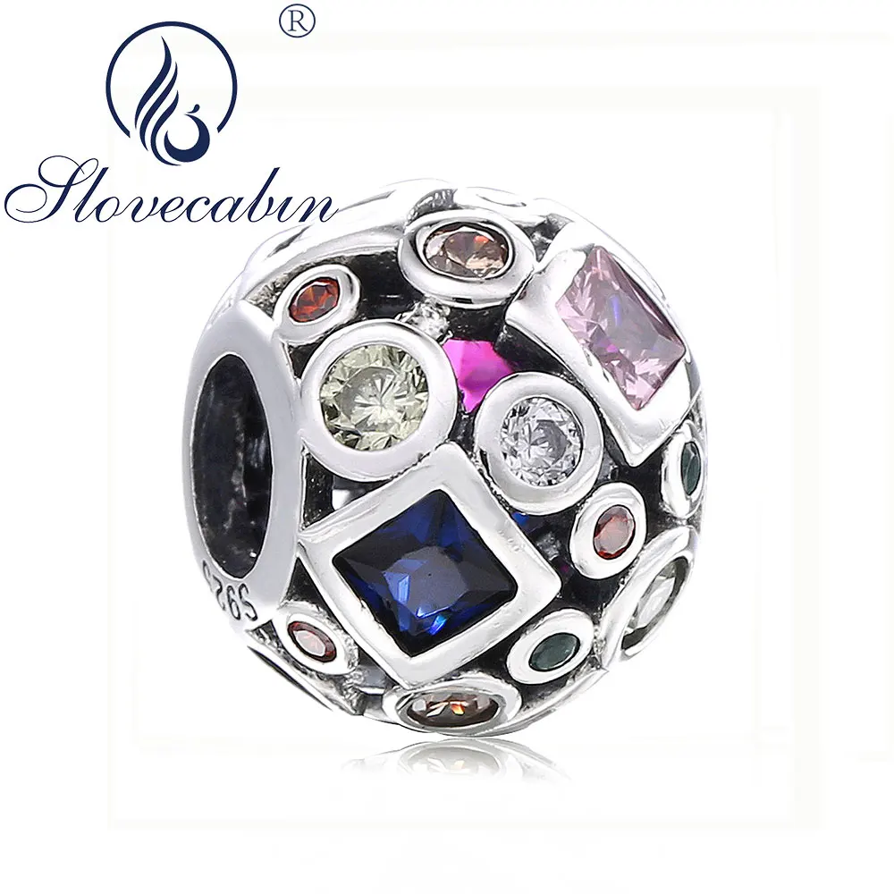 

Slovecabin DIY Fit Original 100% 925 Sterling Silver Colorful Crystal Stone Charms Beads For Jewelry Making Silver 925 Jewelry