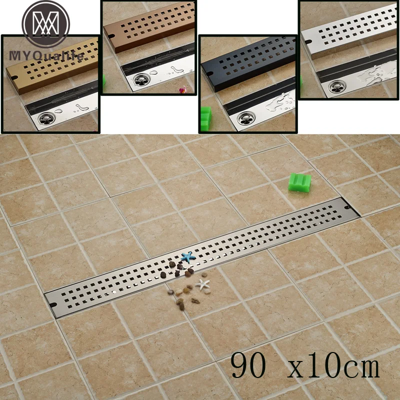 Kopen Rvs Badkamer Afvoer 900 MM Lineaire Lange Douche Rooster Badkamer Kanaal Tegel Drains