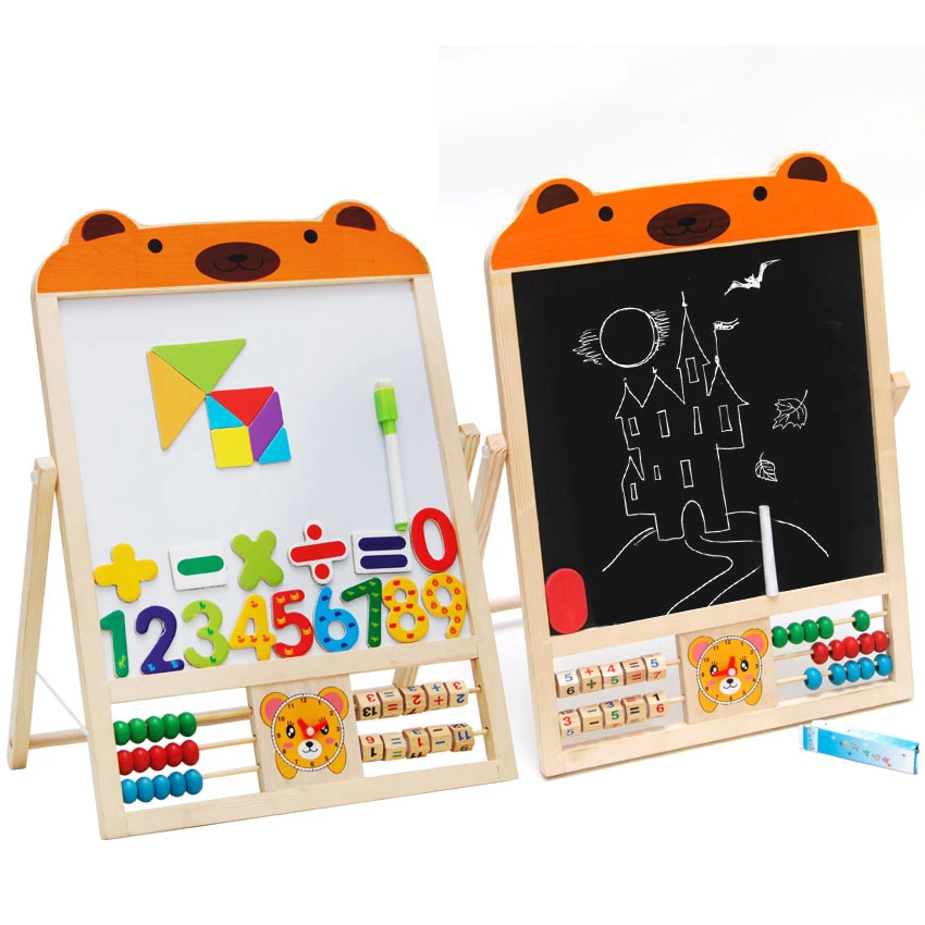 

Double-sided Painting Magnetic Small Black and White Board Solid Wood Baby Writing Painting Board Blackboard Frame