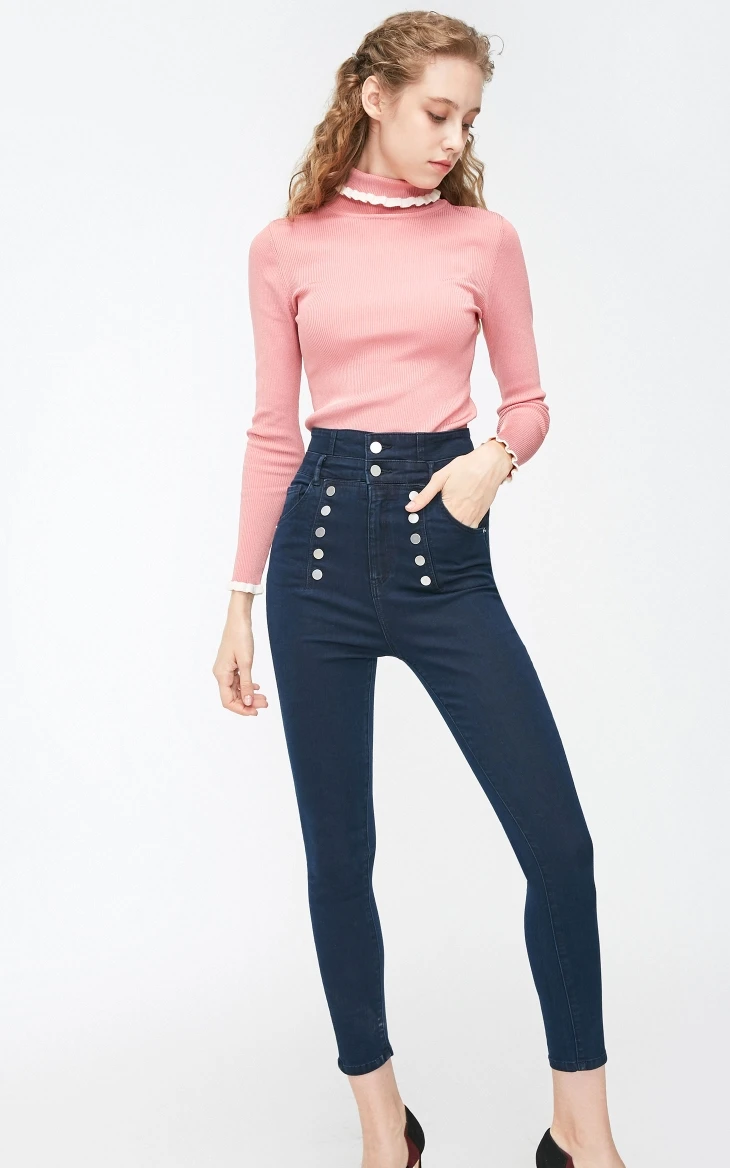 Vero Moda новые женские двубортные джинсы с высокой талией | 318349560