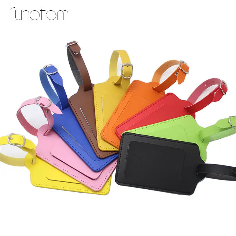 

Luggage Tags PU Leather Bag Tags Travel Accessories Suitcase ID Address Holder Baggage Boarding Tag Portable Label