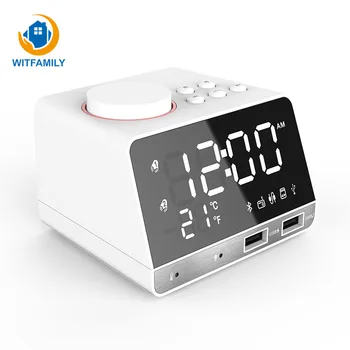 

Digital Alarm Clock Temperature 2 USB Ports LED Display Snooze Table mini Clock Bluetooth FM Radio desktop Clock Speaker
