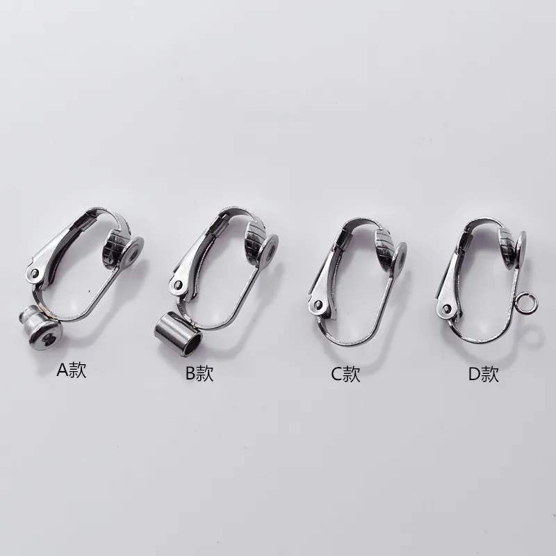 

10pcs/lot Stainless Steel Non-pierced Clip Back Clip on Earrings with Loop Ear Stoppers Connectors Earring Convert DIY Findings