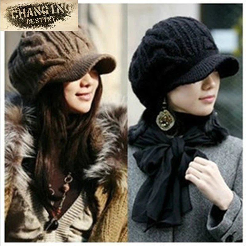 2017 New Autumn Winter Women's wool hat knitted cap Female Crochet Beanies Warm fashion Hats Thick Beanies Hats for Women