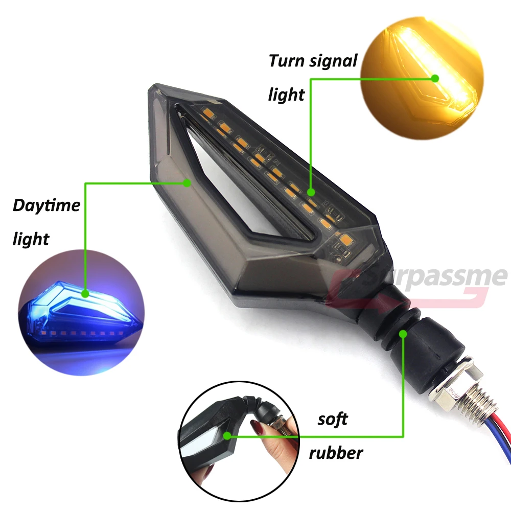 Пара мотоциклетных поворотников, светодиодный, универсальный, янтарный, гибкий, мигалка, индикаторы, мигалка, лампа ATV, аксессуары для мотокросса