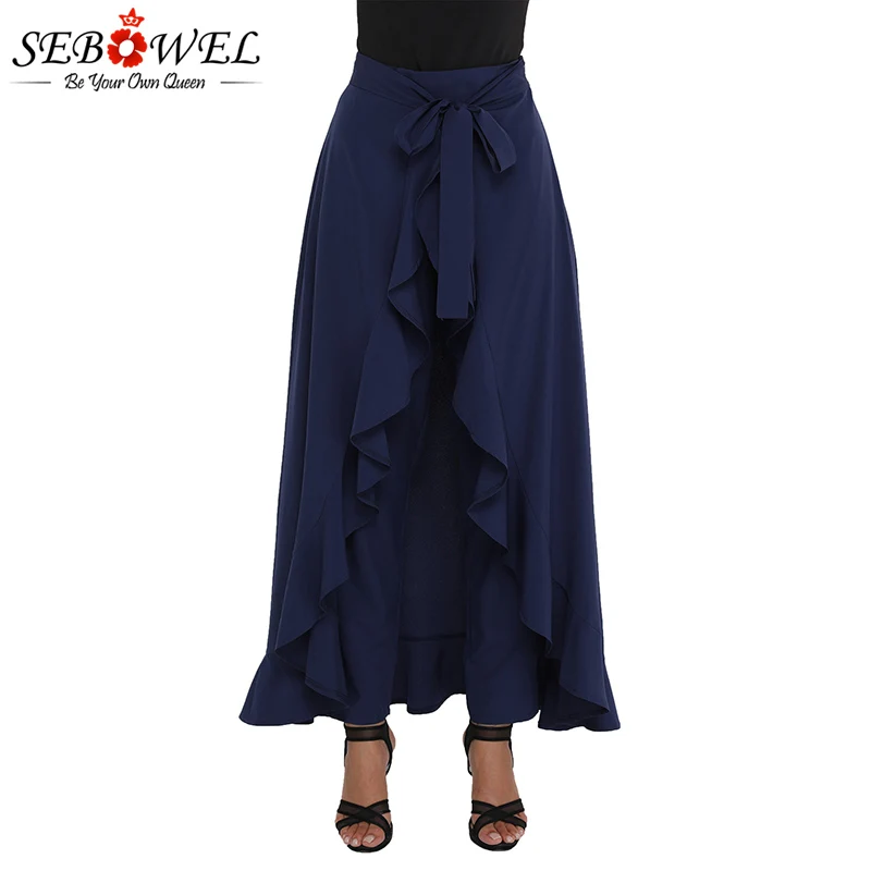 Navy-Chiffon-Tie-Waist-Ruffle-Palazzo-Pants-LC77034-5-4 
