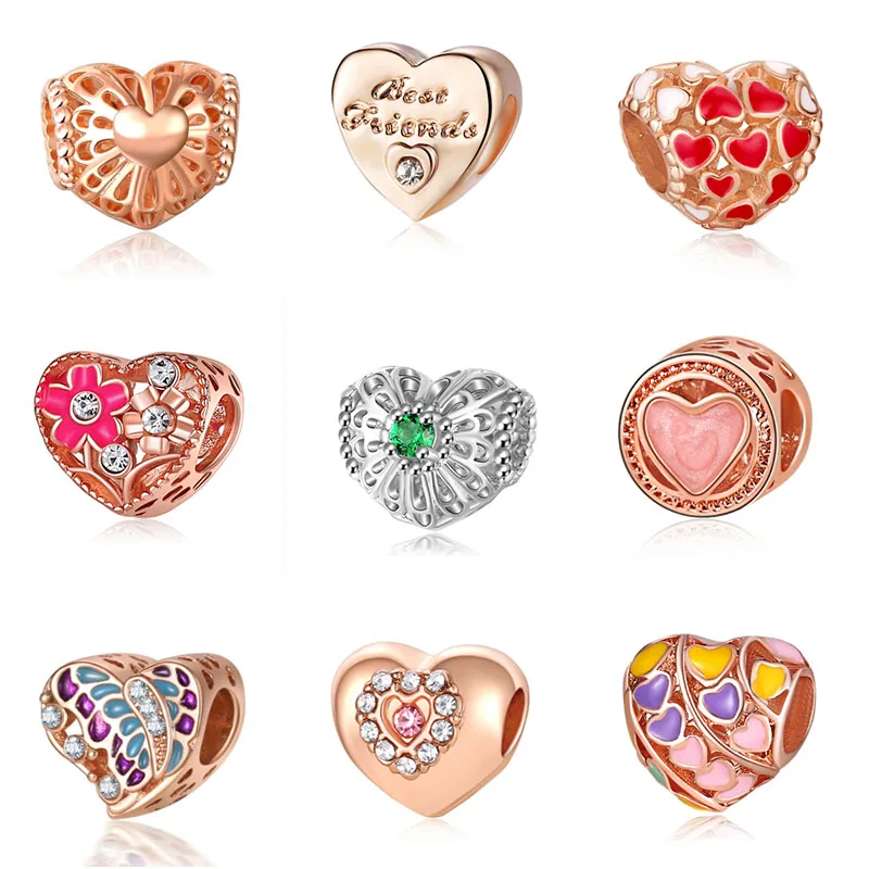 

Fit Pandora Gold Heart Beads Jewelry Bijoux Bracciale Bisuteria French Bead Silver Perfumes Mujer Originales Bracelet Charms