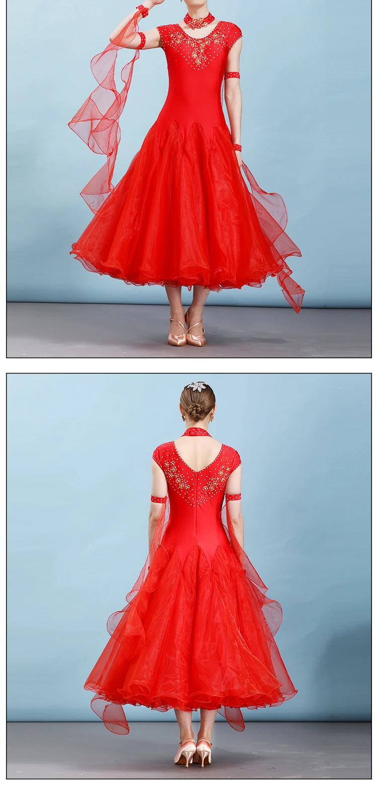 Красный Бальные платья Вальс Современный Танцы платье для бальных танцев конкурс платья Стандартный Бальные танцы одежда танго платье