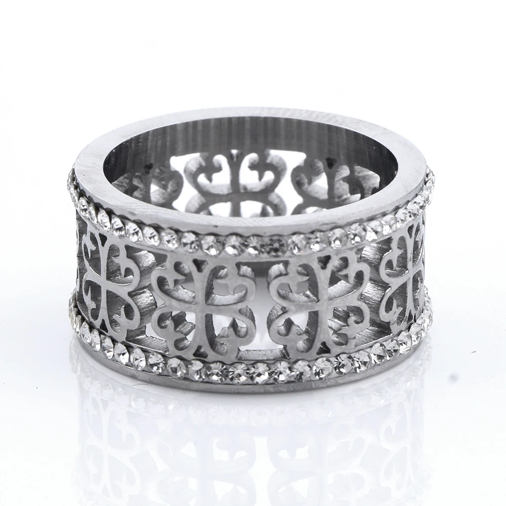 Wedding Rings For Women Rose Gold Color Stainless Steel 2 Row Zircon Crystal wedding rings,finger rings,womens ring,jewelry rings,ring jewelry,cubic zircon ring