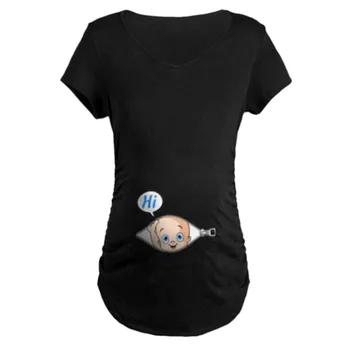 

Maternity Clothes for Pregnant Women Polyester Short Sleeve Lace Mesh Tops Breastfeeding Nusring Maternity Clothes