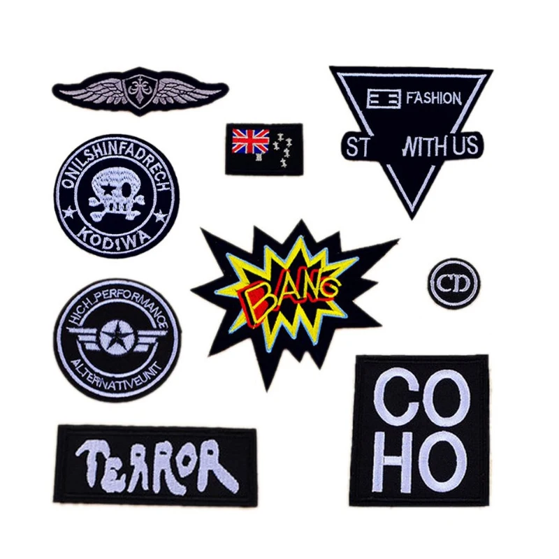

New Fashion Punk Style Patches Iron On Or Sew Fabric Sticker For Clothes Badge Embroidered Appliques DIY