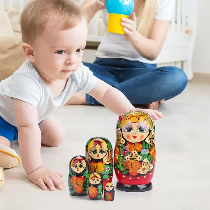 1 компл. Матрешки цветные окрашенные русские Матрешки куклы ручной работы Детские Игрушки для раннего обучения