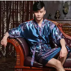 Китайский стиль для мужчин халат платье с цветочным принтом пижамы Casul мужской кимоно ночное район неглиже свободные интимное белье
