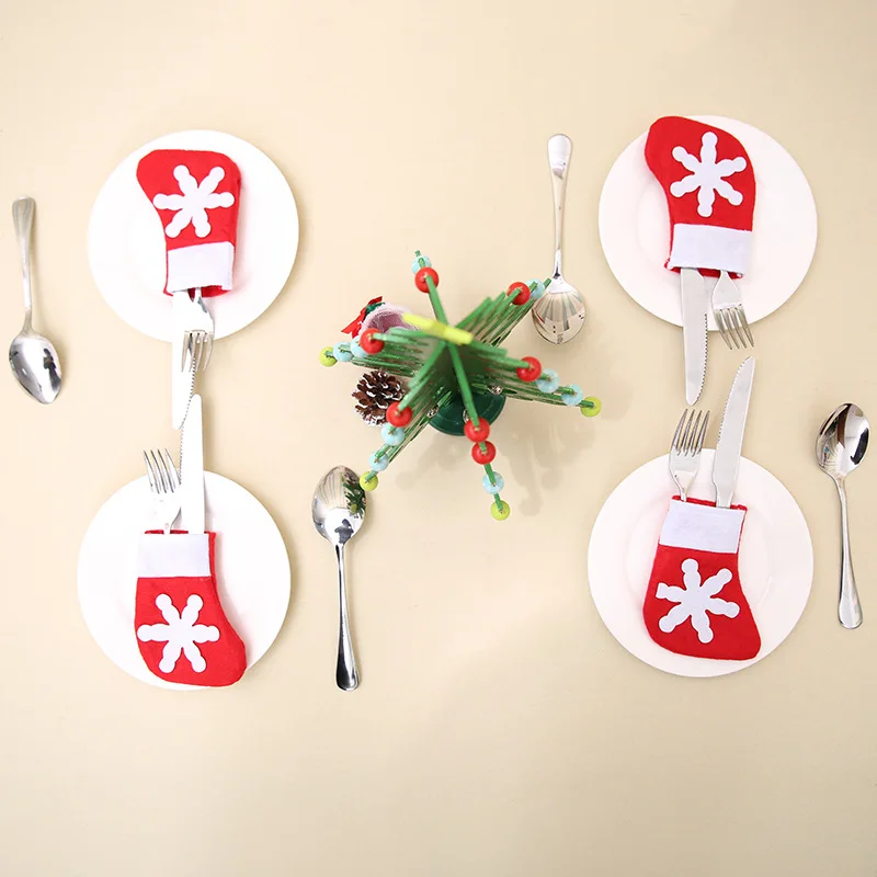 

2018 Noel New Christmas Socks Decorative Tableware Knife Fork Christmas Hat Natal Christmas Decorations for Home 2019 Crafts