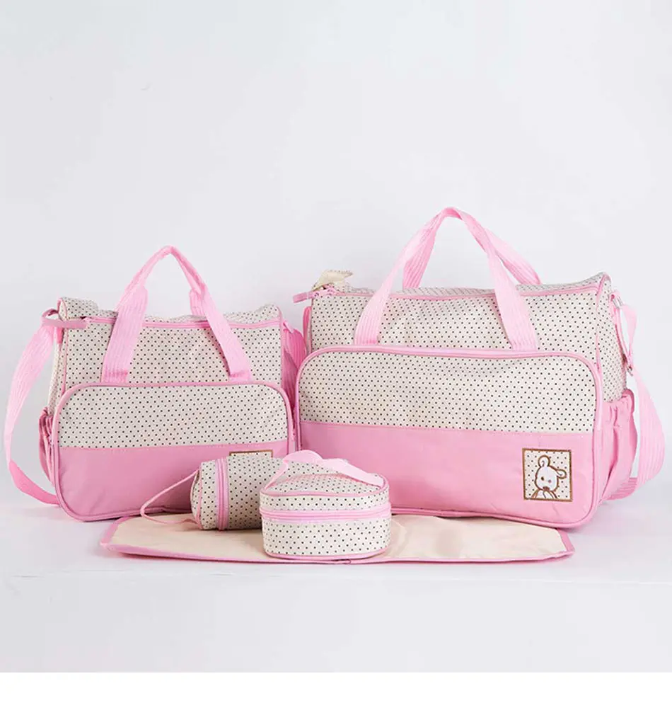 Cuidados com o Bebê Bolsas de Fraldas Bolsa de Fraldas Multifuncional Mãe Grande Capacidade Mochila Maternidade Mudando Infantil 5 Pçs - Set 19 5 Pçs set Cuidados Com o Bebê