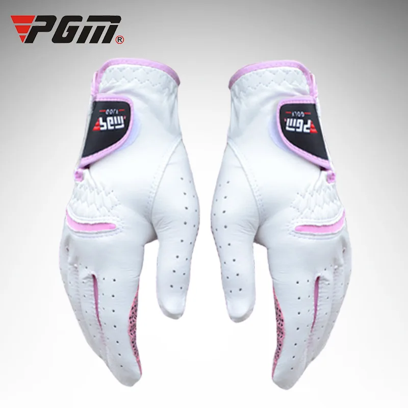 

1pair PGM Golf Gloves Women Lambskin Breathable Non-slip Wear-resistant Sunscreen Sport Golf Accessories for Female Pink/Blue