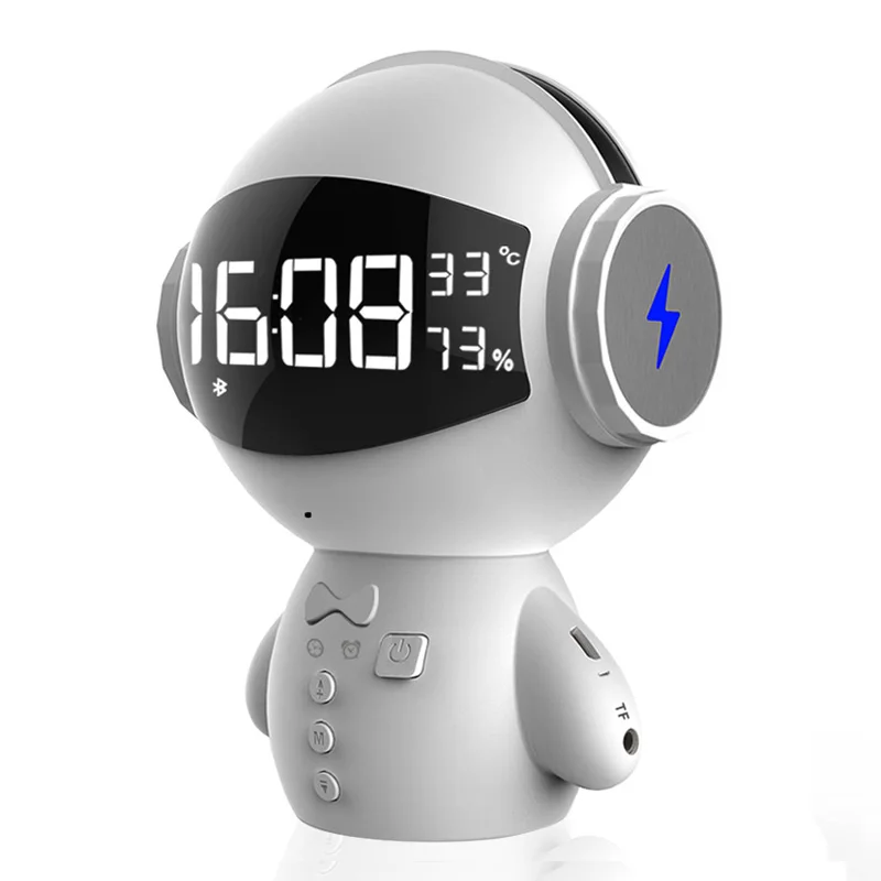 

Mini robot digitat clock parlante Bluetooth speaker Portable boombox Children's gift toys LED alarm sound bar caixa de som