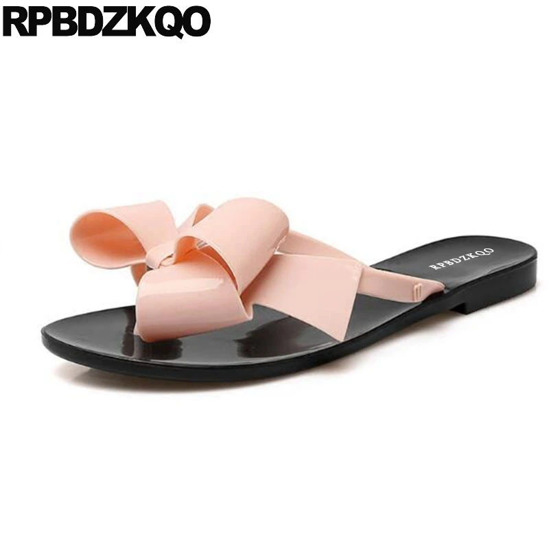 

Candy Bowknot Shoes Plus Size Flats Rubber Slides Bow Knot Beach Bowtie Jelly Pvc Sandals Flip Flop Multi Colored Slippers Women