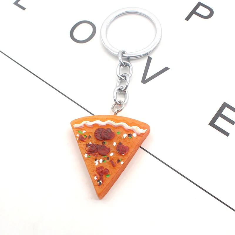 1PCS Pizza Pendant Keychain Keyring Creative Food Pizza Keychains Best Friend Forever Key Chain Family Friendship Jewelry Gift
