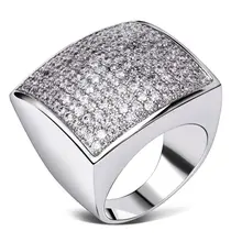 DC1989 Diseños Cuadrados Mujeres Anillos de Bodas Rodio o Chapado En Oro Circón Cúbico Sintético Respetuoso Del Medio Ambiente Sin Plomo SJ14371