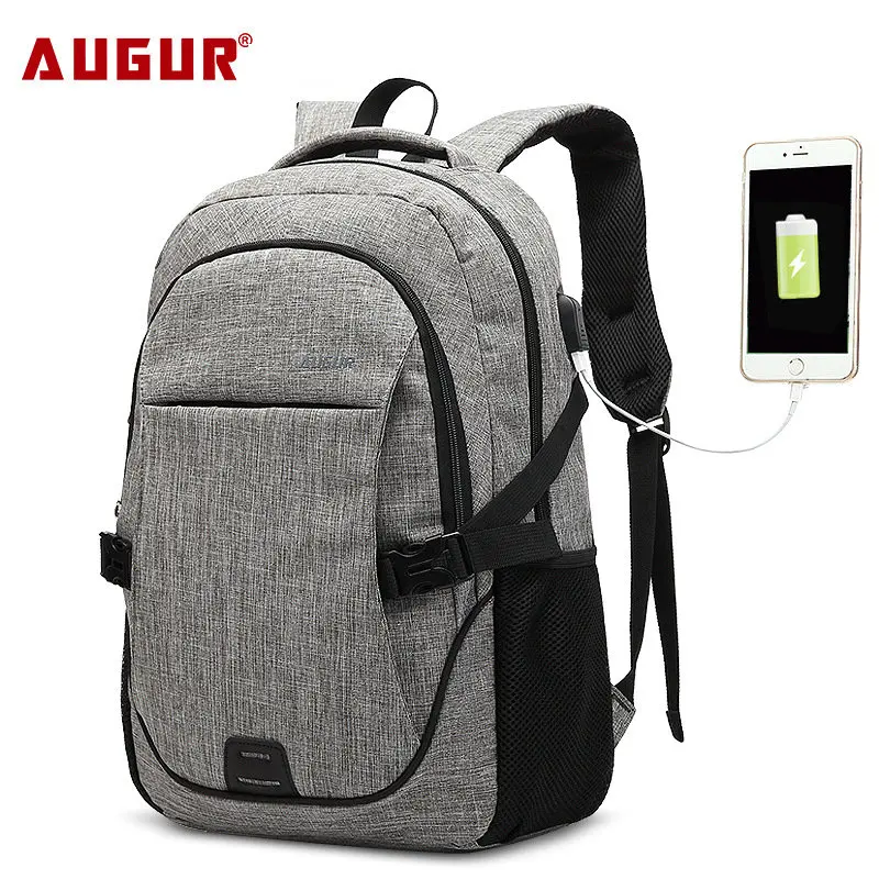 

AUGUR Men Backpacks USB Charging Male waterproof Oxford School bag Travel Teenager Student Notebook Laptop Back pack