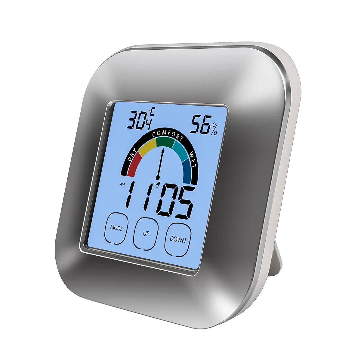 

Digital Hygrometer Thermometer Indoor Touch Screen Humidity Temperature Gauge Monitor with Time Display Backlight Alarm