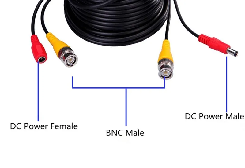 Высокое качество 40 м CCTV кабель BNC+ DC штекер видео и кабель питания для CCTV камеры и DVRs черный цвет коаксиальный кабель